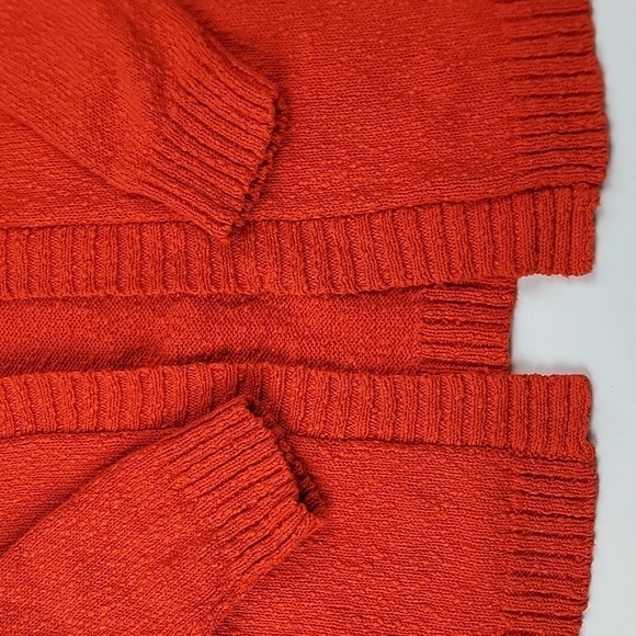 Marled Reunited Clothing 100% Cotton Knit Orange Textured 3/4 Sleeve Cardigan Sw - Picture 6 of 16